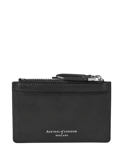 Aspinal Of London Rfid Zipped Cardholder In Black
