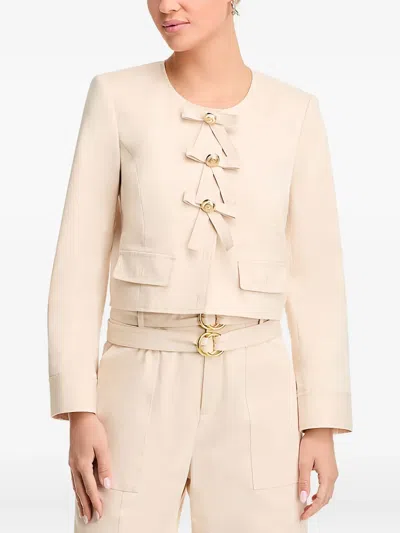 Cinq À Sept Paige Bow-detail Twill Jacket In Neutral