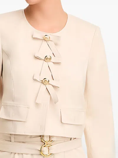 Cinq À Sept Paige Bow-detail Twill Jacket In Neutral