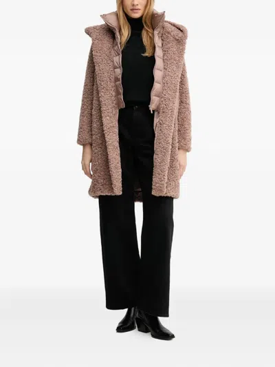 Bomboogie Hooded Zip-up Coat In Neutral