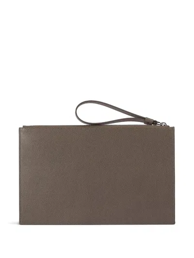 Doucal's Leather Document Pouch In Gray