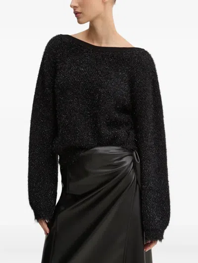 Hugo Boss Tie-back Sweater In Black