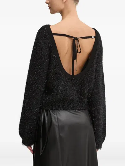 Hugo Boss Tie-back Sweater In Black