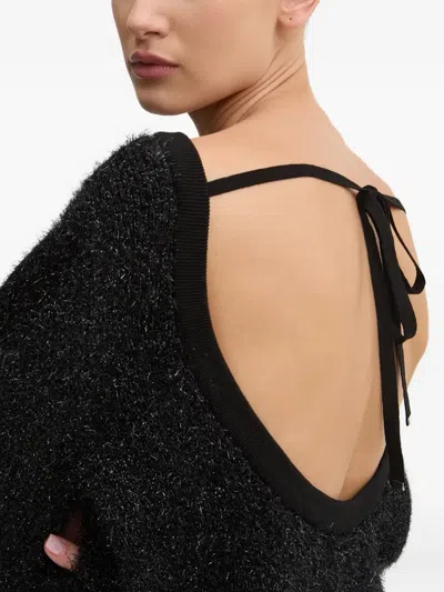 Hugo Boss Tie-back Sweater In Black