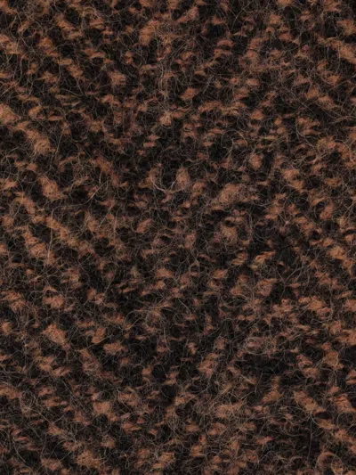 Alberta Ferretti Herringbone Button Coat In Brown