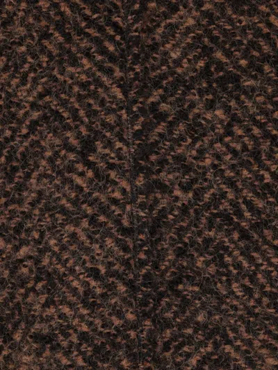 Alberta Ferretti Herringbone Button Coat In Brown