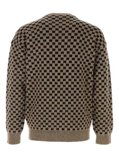 Giorgio Armani Checkered Knit Sweater Crew Neck Style In Multi