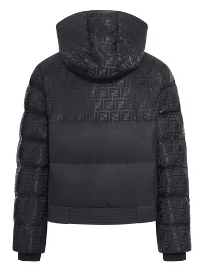 Fendi Women Padded Jacket In Ff Jacquard Technical Fabric In Black