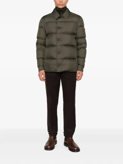 Moncler Layered Padded Jacket In Brown