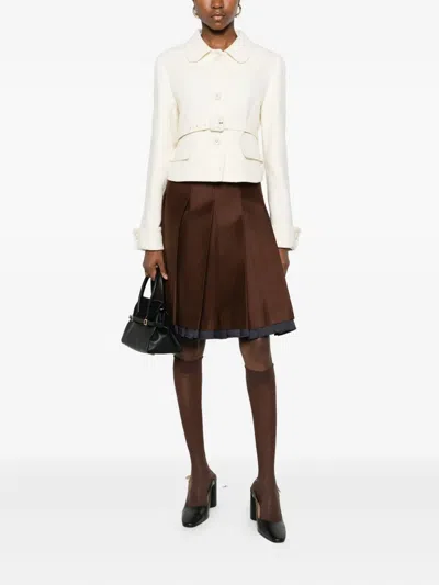 P.a.r.o.s.h Belted Buttoned Jacket In White