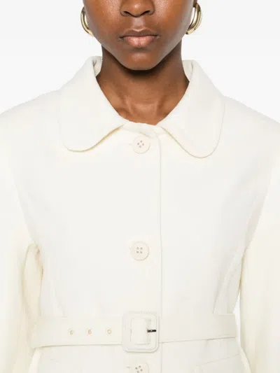 P.a.r.o.s.h Belted Buttoned Jacket In White