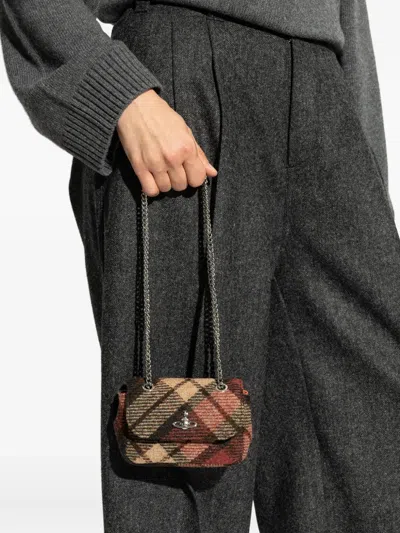 Vivienne Westwood Small Tartan-pattern Chain-strap Wallet In Brown