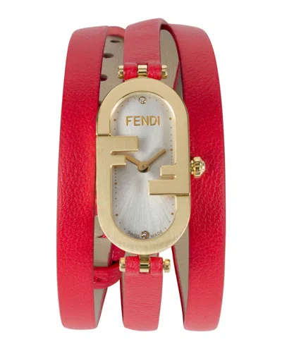 Pre-owned Fendi Women's   O'lock Leather F148050311 Watch In Stainless Steel In Silver