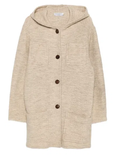 Pre-owned Saint Laurent 1990s Wool Hooded Coat In Neutral