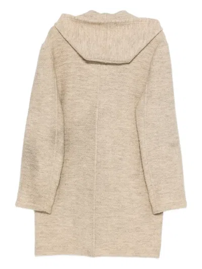 Pre-owned Saint Laurent 1990s Wool Hooded Coat In Neutral
