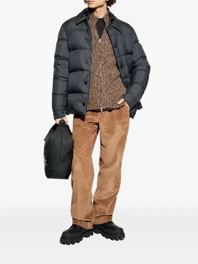 Moncler Pres Buttoned Padded Jacket In Black