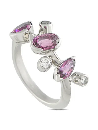 Pre-owned Cartier Platinum Meli Melo Diamond And Pink Sapphire Ring In Silver