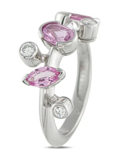Pre-owned Cartier Platinum Meli Melo Diamond And Pink Sapphire Ring In Silver