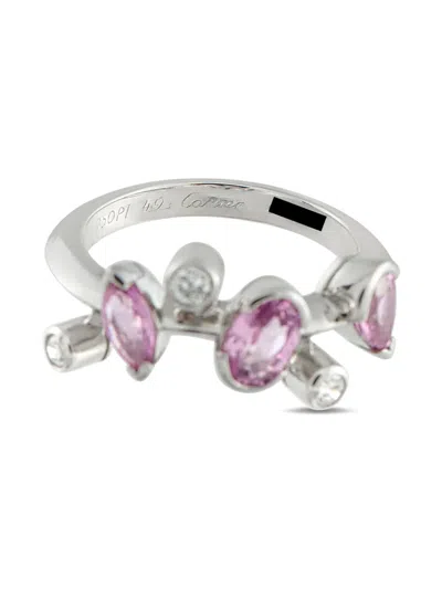 Pre-owned Cartier Platinum Meli Melo Diamond And Pink Sapphire Ring In Silver