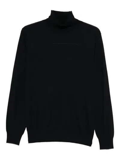 Kangra Cashmere Classic Turtleneck Sweater In Wool-cashmere Blend In Black