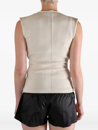 Rick Owens Asymmetrical Black Tank Top With Draped Fabric And High Neckline In Neutral