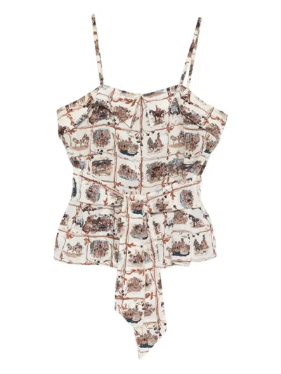 Pre-owned Hermes 1982 La Comtesse De Segur Silk Top In Brown