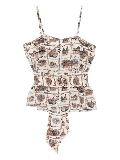 Pre-owned Hermes 1982 La Comtesse De Segur Silk Top In Brown