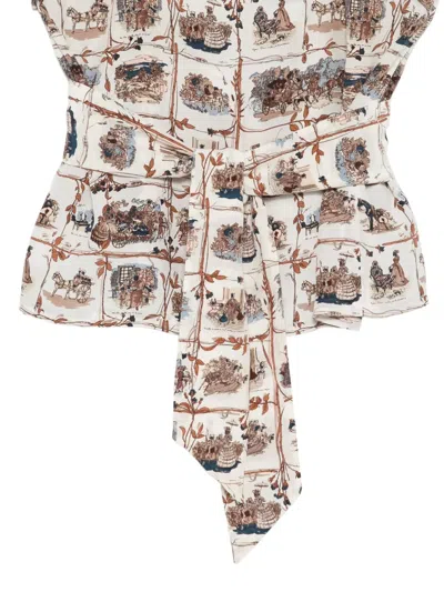 Pre-owned Hermes 1982 La Comtesse De Segur Silk Top In Brown