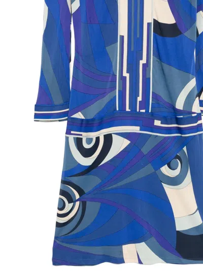 Pre-owned Pucci 2000s Geometric-print Dress In Blue