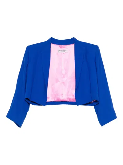 Pre-owned Saint Laurent 1990s Wool Cropped Jacket In Blue