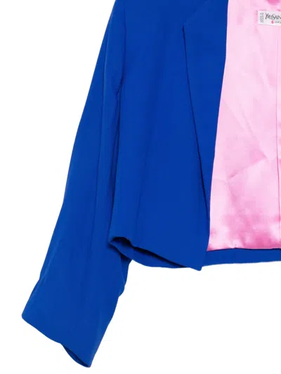 Pre-owned Saint Laurent 1990s Wool Cropped Jacket In Blue