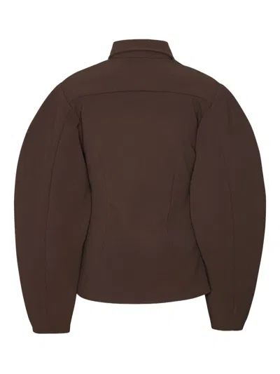 Rotate Birger Christensen Puff-sleeve Shirt In Brown