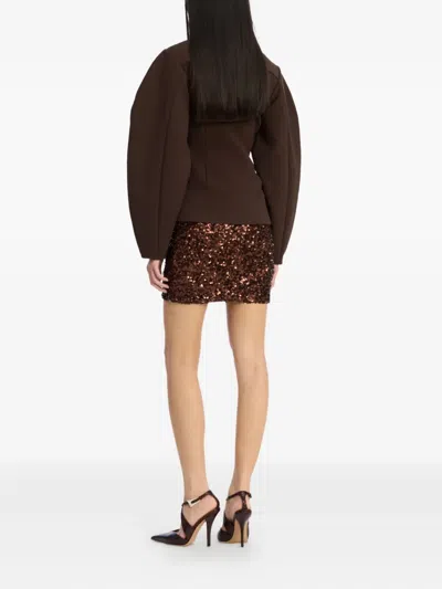 Rotate Birger Christensen Puff-sleeve Shirt In Brown