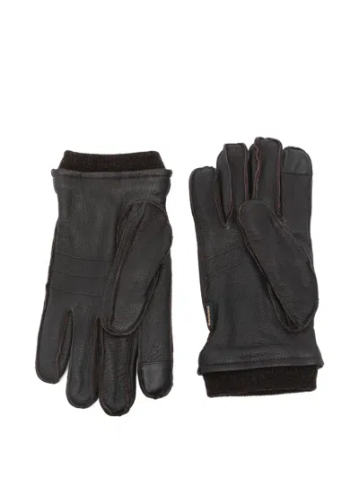 Barbour Leather Gloves In Gray