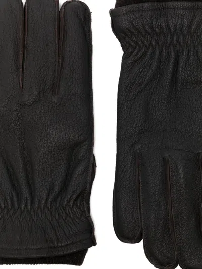 Barbour Leather Gloves In Gray