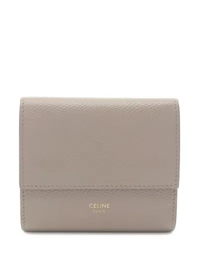 Pre-owned Celine Leather Wallet In Gray