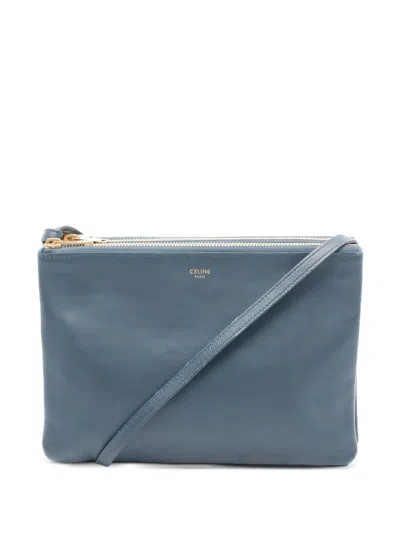 Pre-owned Celine 2000s Large Trio Shoulder Bag In Blue