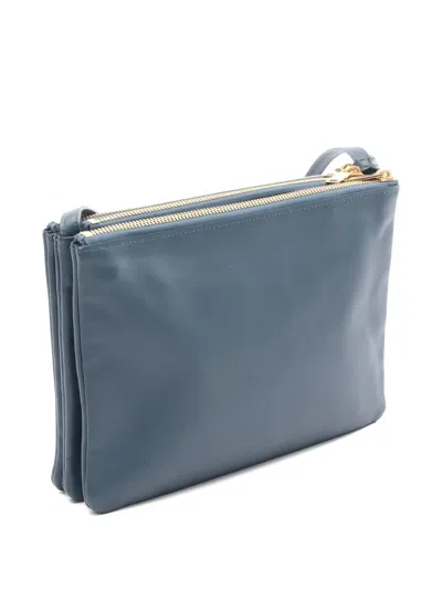 Pre-owned Celine 2000s Large Trio Shoulder Bag In Blue