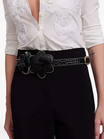 Anne Fontaine Flower-embellished Studded Belt In Green