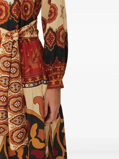 Farm Rio Ainka Tiles Belted Dress In Multi