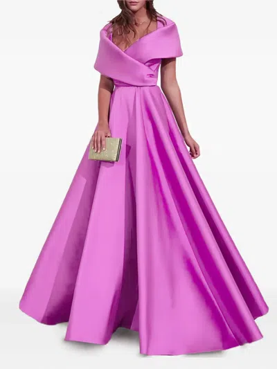 Rhea Costa Rima Mikado Draped Dress In Purple