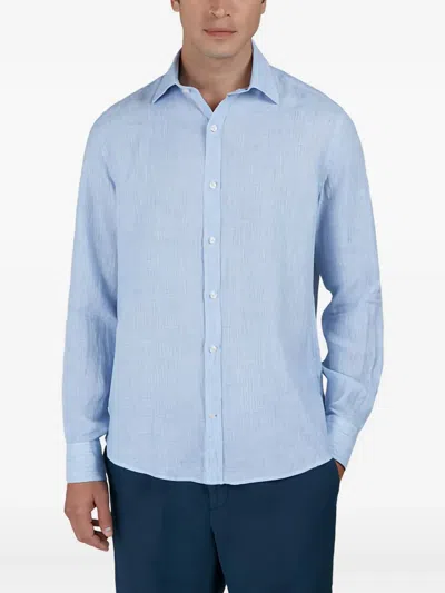 Paul & Shark Camicia In Lino Seersucker Con Colletto Alla Francese In Blue