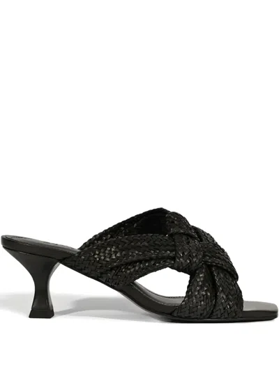 Schutz Kali Woven Knot Slide Sandals In Black