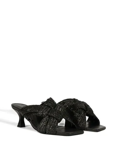 Schutz Kali Woven Knot Slide Sandals In Black