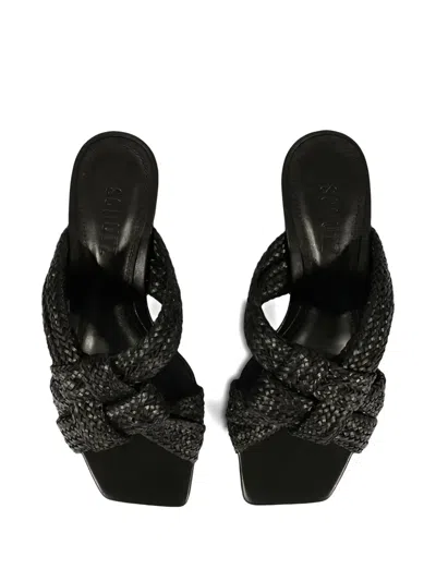 Schutz Kali Woven Knot Slide Sandals In Black