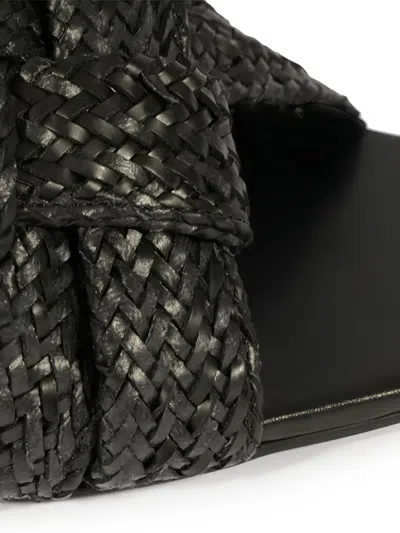 Schutz Kali Woven Knot Slide Sandals In Black