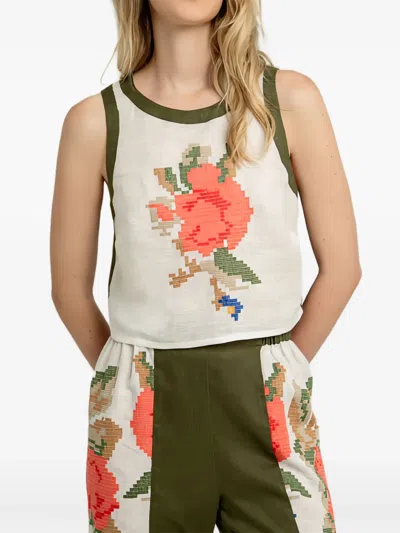 Greek Archaic Kori Rose-print Sleeveless Top In Multi