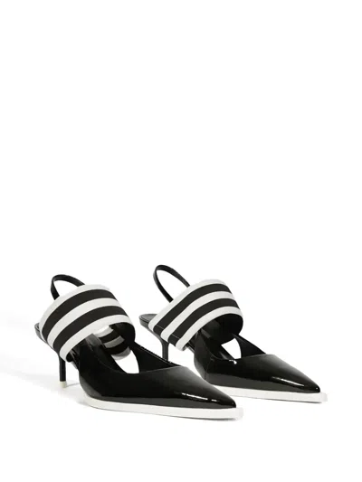Schutz Lála Striped Strap Heeled Pumps In Black