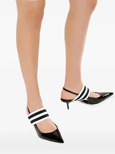 Schutz Lála Striped Strap Heeled Pumps In Black