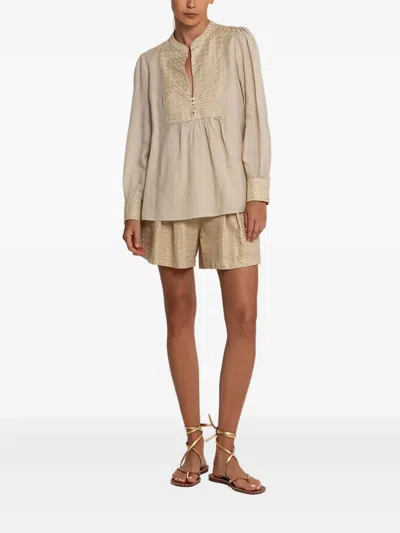 Greek Archaic Kori Cross-print Blouse In Neutral